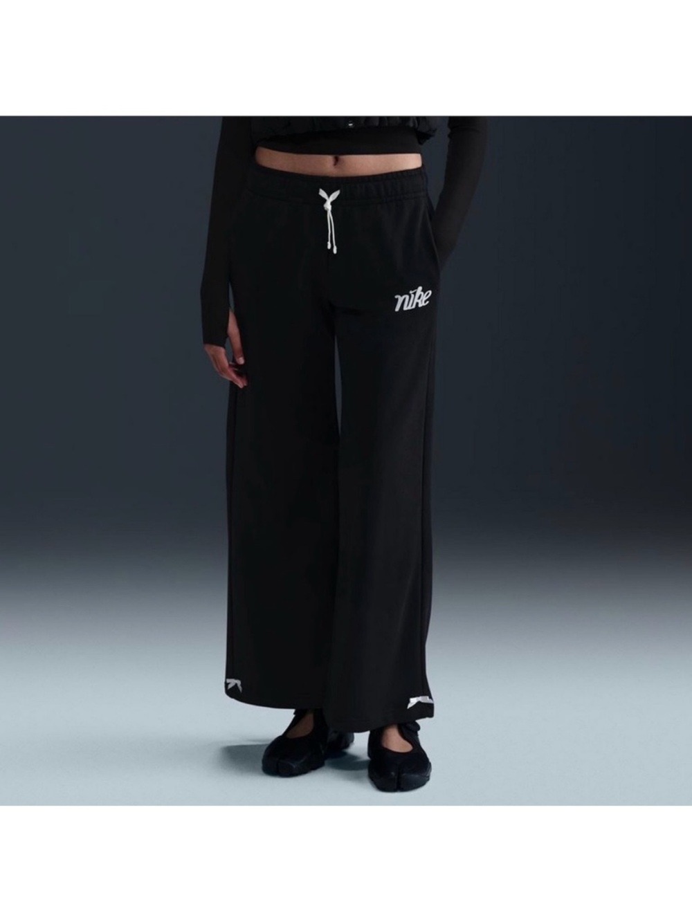 Womens Viral Bow Nike Club Fleece Wide Leg Sweatpants